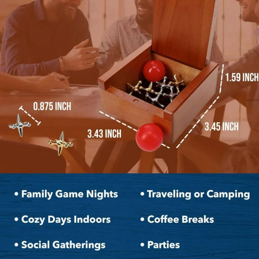 Classic Fun Jacks Game in a Nostalgic Retro Keepsake Wooden Travel Box - NIB/NWT